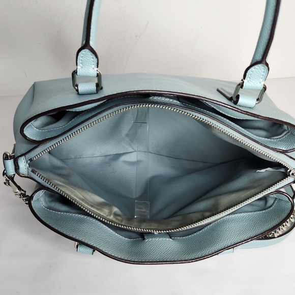Coach F28976 Blue Crossgrain Leather Sage Carryall Shoulder Crossbody Bag Purse
